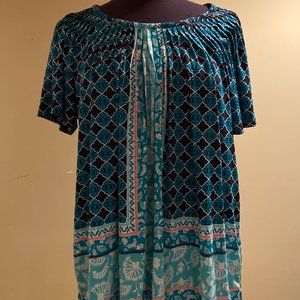 Style & Co Pleated Printed Top Short Sleeve Plus